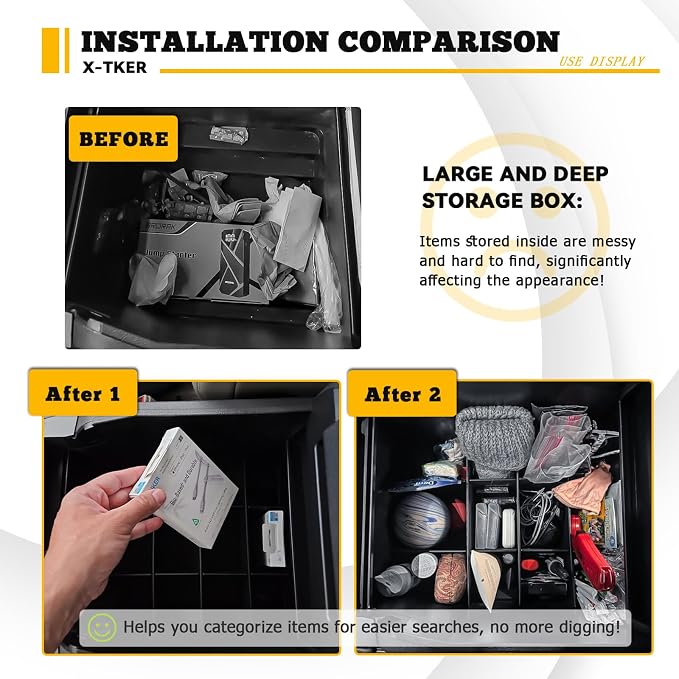 Center Console Organizer Compatible with Ford F150 2015-2020, F250/F350/F450 SuperDuty 2017-2022, Expedition 2018-2024 Accessories, Middle Console Organizer Divider (full console w/bucket seats ONLY)