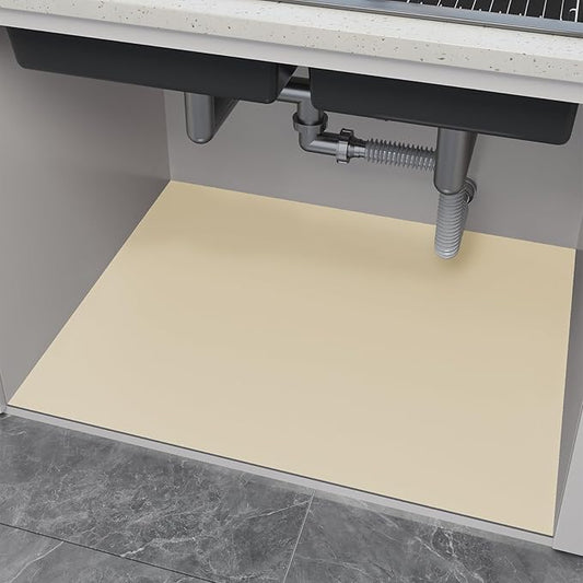 Under Sink Mats - 20" x 16" (Cut-to-Fit) Absorbent Shelf Liner for Kitchen & Bathroom Cabinets | Non-Slip, Quick-Dry Cabinet Liner for Under Sink, Vanity & Utility Storage (Beige, 20''x16'')