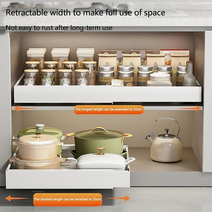 Pull Out Drawers for Cabinets Pull Out Cabinet Organizer Pull Out Drawers Storage Shelves for Kitchen Cabinets Adjustable Width Pull Out Drawer No Drilling and NAI