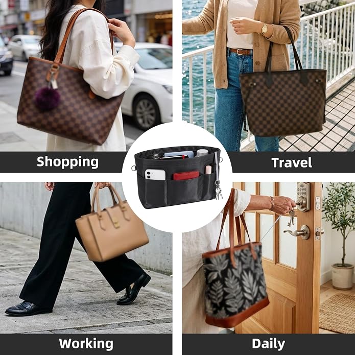 VANCORE Purse Organizer Insert for Handbags,Tote Bag Organizer Insert with Zipper Bag,Premium Handbag Organizer Inside Liner for Women