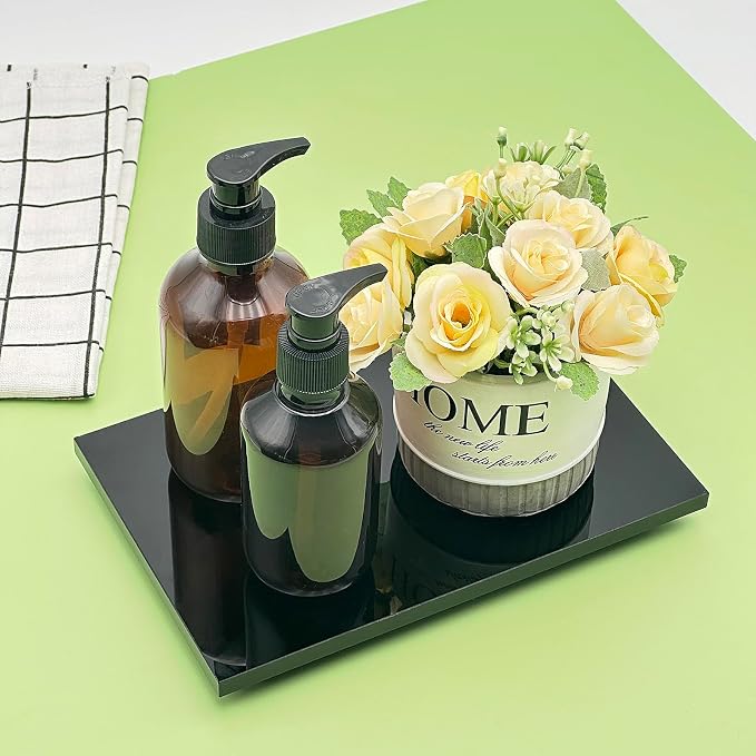 Acrylic Soap Pedestal Stand Sink Tray Riser for Kitchen Bathroom, Black