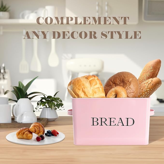 Jolitac Bread Box for Kitchen Countertop, Metal Bread Box for Kitchen Counter Extra Large & Farmhouse Style Bread Holder Bread keeper Food Storage Container