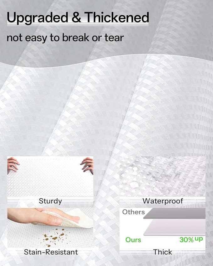 Shelf and Drawer Liner for Kitchen Cabinet, Non-Adhesive 24in x 360in Waterproof Contact Paper Refrigerator Liners Thickened Durable EVA Material Non Slip Mat for Dresser Cupboard Pantry Protector