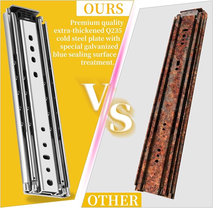 Heavy Duty Drawer Slides Full Extension Runners 12 14 16 18 20 22 24 26 28 30 32 34 36 38 40 44 48 52 56 60 Inch Side Mount Rails for Drawer Capacity 458lb 1 Pair