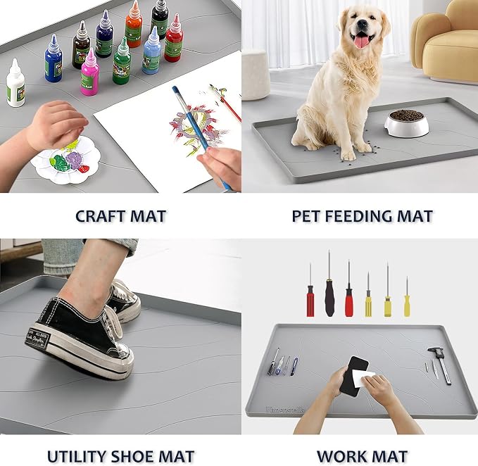 Heavy Duty Silicone Under Sink Mat for Kitchen&Bathroom 22" x 19",Waterproof Under Sink Rubber Mat Drip Tray, Raised Edge Under Sink Liner,Prevent Drips, Leaks, Spills,Grey