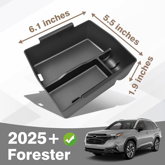 Muslogy Upgraded Center Console Organizer Compatible with 2025 Subaru Forester Middle Armrest Storage Box Insert Tray Cable Holder Interior Accessories Easy Removal (Brown) Won't fit 2026