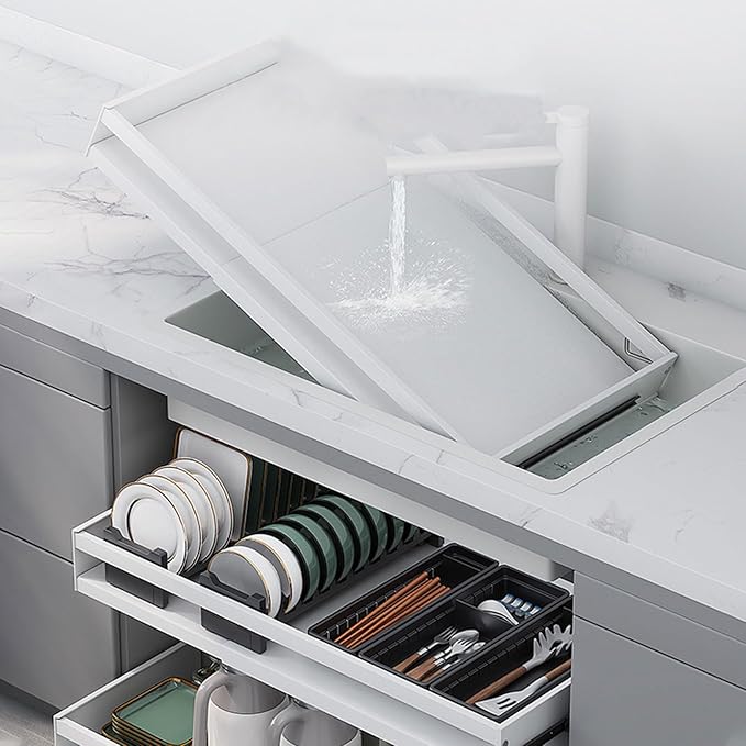 Upgraded version Pull Out Cabinet Organizer, Kitchen Sliding Shelf Under Sink Shelf, No Need Drill, kitchen cabinets, Expandable Drawer Shelves, Telescopic range 47~82cm (42cmX32-52cmX7cm)