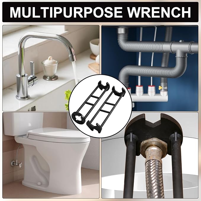 2 Pcs Multifunctional Sink & Basin Faucet Wrench Set, Plumbing Tools for Tight Spaces Under Sink, Kitchen Bathroom Home Installation and Repair