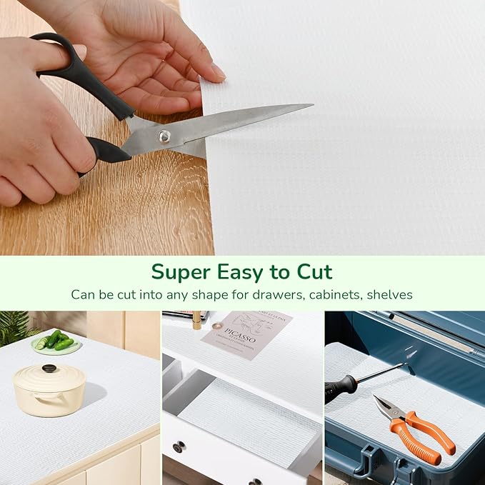 Practical White Shelf Liners for Kitchen Cabinets 12" x20FT, Non-Adhesive Drawer Liner, Non-Slip Strong Grip Cabinet Liner Thickened Waterproof Shelf Paper for Pantry, Countertops, Organizers