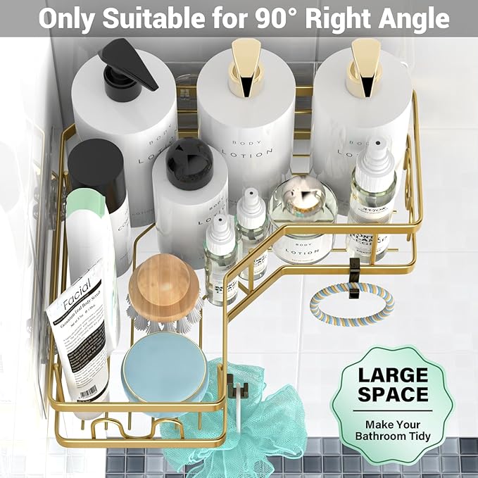 Corner Shower Caddy Bathroom Organizer: Adhesive Shower Rack Bathtub Shelves - 3Pack No Drilling Shower Shelf - Stainless Steel Organizer
