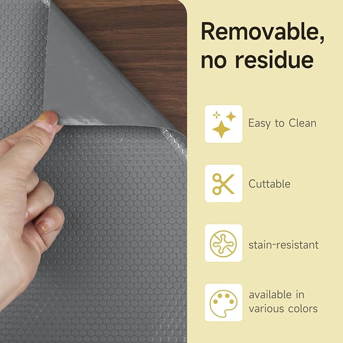 WochiTV Adhesive Shelf Liner 30 X 120 Inches Peel and Stick Kitchen Liner for Cabinets, Drawers Removable Protector Mat Waterproof Contact Covering for Dresser Pantry Countertops Shelves, Gray