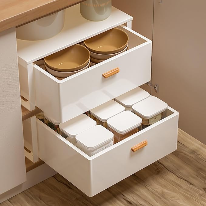 Pull Out Drawers for Cabinets Cabinet Extendable Basket Expandable Drawer Pull Out Drawer Drawer without Drilling Kitchen Organizer Steel Material for Kitchen Living Room Bedroom