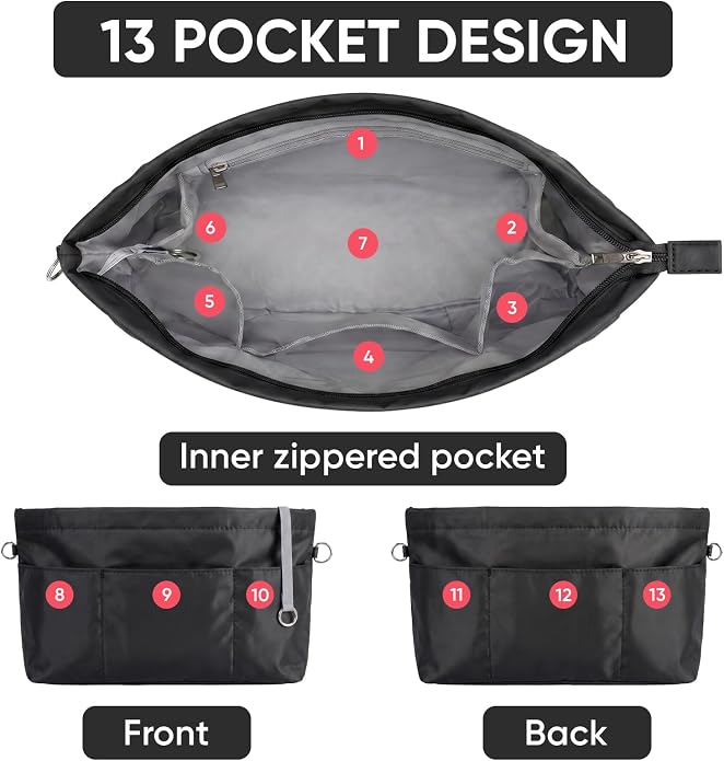 VANCORE Purse Organizer Insert for Handbags,Tote Bag Organizer Insert with Zipper Bag,Premium Handbag Organizer Inside Liner for Women