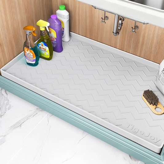 TigeJoy 31" x 22" Under Sink Mats for Kitchen Waterproof, Leak-Proof Silicone Mat Sink Protector and Cabinet Liner, Kitchen Essentials Organizer and Storage, Boot or Shoe Tray, Pet Feeding Mat