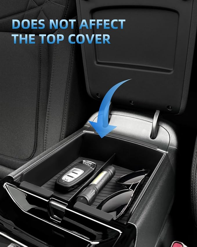 Double-Layer Center Console Armrest Organizer + Lower Center Console Tray for 2026 2025 Hyundai Tucson(Limited/Hybrid/Plug-in Hybrid), 2026 2025 Hyundai Tucson-ONLY Fit with Electronic Shift