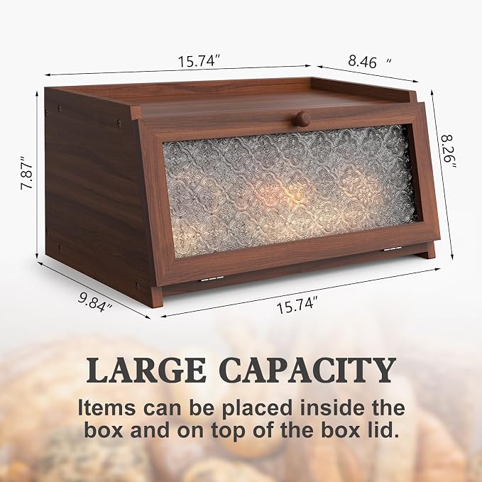 LOHASOK Bread Box for Kitchen Countertop Large Bread Box Farmhouse Bread Container Bread Storage with Window Bread Holder