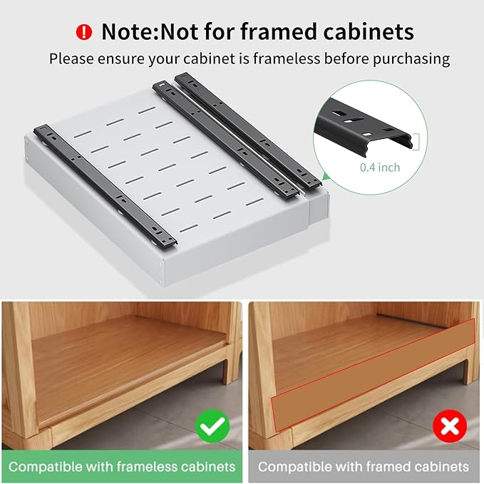 2 Pack Expandable Pull Out Cabinet Organizer 21" Deep, Upgrade 3 Slide Rails No Drill Adjustable Slide Out Drawers, Adjustable Width 12.05"-20.5" for Kitchen,Pantry,Framed Cabinets White