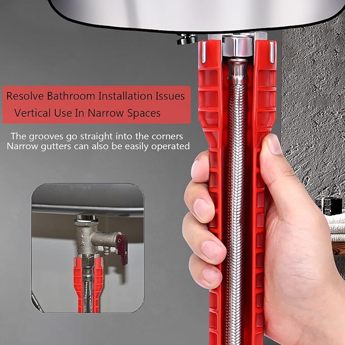 14-In-1 Multifunctional Basin Wrench, Sink Wrench Faucet Tool For Toilet, Sink, Bathroom, Kitchen Tight Spaces Water Pipe Plumbing Installation and Repairs
