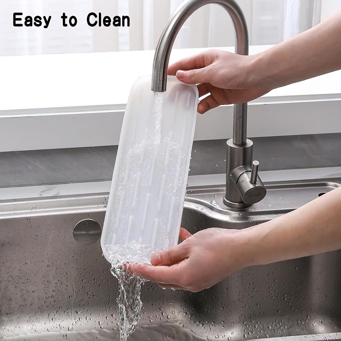 MicoYang Silicone Kitchen Sink Organizer Tray for Multiple Usage,Easy Clean Sponges Holder for Kitchen Bathroom Counter or Sink,Dish Soap Dispenser,Scrubber,Bottle,Cup Translucent 12" x 4”