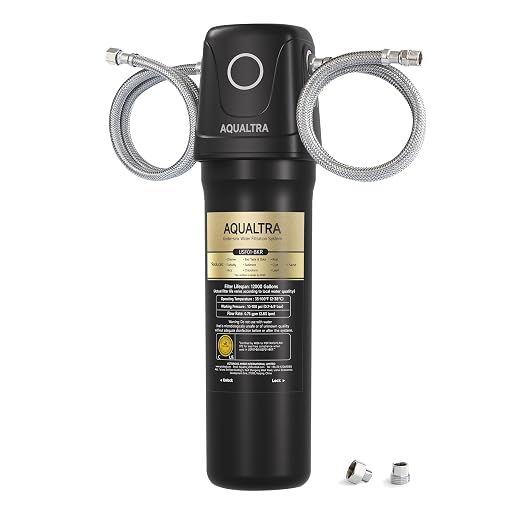AQUALTRA USF01-BK Under Sink Water Filter System, 12K Gal, NSF/ANSI/CAN 372 Certified, Reduces PFOA, PFOS, Chlorine, Lead, Mercury, Chloramine, Fluoride, Microplastics Particles, Bad Taste & Odor