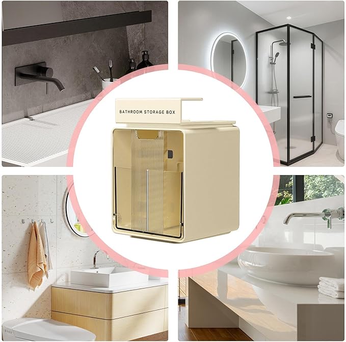 Under Mirror Cabinet Storage Box – No Drill Cosmetic Shelf, Transparent Cotton Pad Organizer, Pull Out Drawer Container, Stackable Makeup Storage for Bathroom Vanity