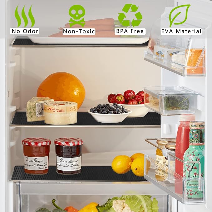 HooTown Shelf Liner Kitchen Cabinet Drawer Mats 11.8 Inch Wide x 32.8 Feet Long, Non Adhesive EVA Rubber Washable Waterproof Pantry Closet, Cupboard, Drawer Organizer Mat, Black