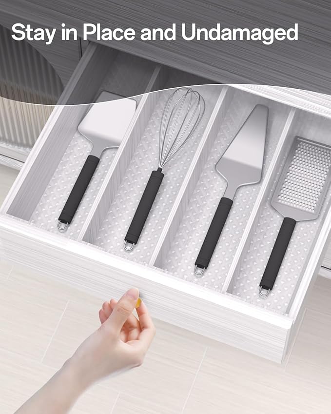 Shelf and Drawer Liner for Kitchen Cabinet, Non-Adhesive 12in x 360in Waterproof Contact Paper Refrigerator Liners Thickened Durable EVA Material Non Slip Mat for Dresser Cupboard Pantry Protector