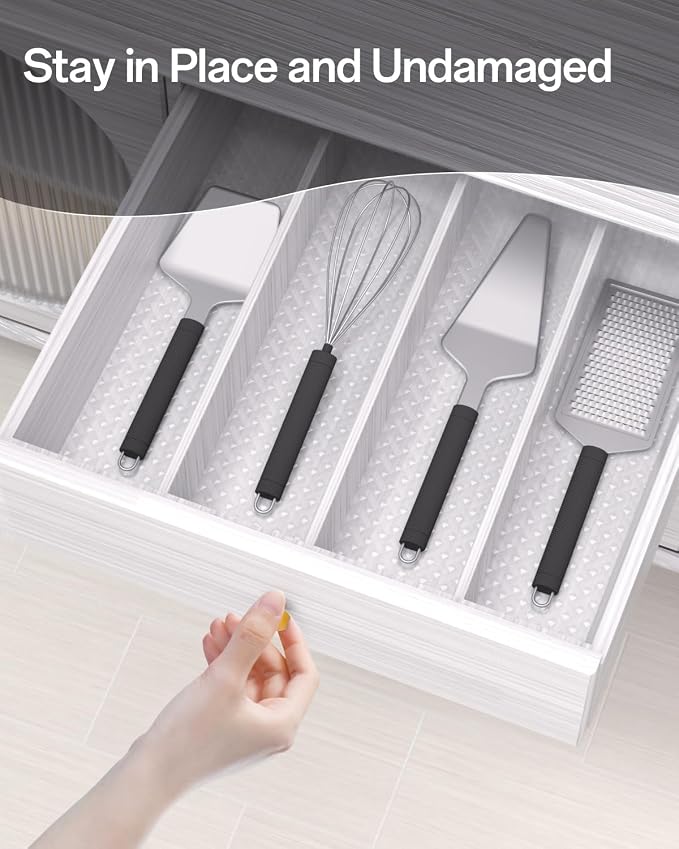 Shelf and Drawer Liner for Kitchen Cabinet, Non-Adhesive 12in x 240in Waterproof Contact Paper Refrigerator Liners Thickened Durable EVA Material Non Slip Mat for Dresser Cupboard Pantry Protector