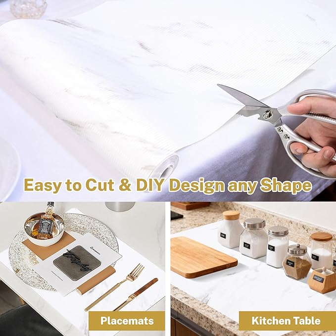 Shelf Liner Contact Paper for Kitchen Cabinets Non-Adhesive Roll Drawer Liners for Bathroom Home Accessories 12 Inches x 20 Feet, Non Slip Refrigerator Mats for Shelves, EVA Plastic Cupboard Protector