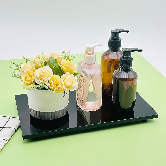 Acrylic Soap Pedestal Stand Sink Tray for Kitchen Bathroom Counter, Black