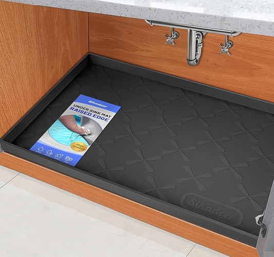 SIKADEER 25" x 19" Under Sink Mat Waterproof, Silicone Mat Kitchen Drawer Shelf and Cabinet Liner, Sink Protector for Kitchen Organizers and Storage, Boot Tray Pet Food Mats