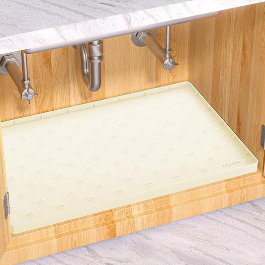 Sdpeia Under Sink Mat 22"×22" Waterproof Silicone Cabinet Liner & Sink Protector for Kitchen & Bathroom, Multi-Purpose Organizers Tray for Pets, Laundry, Cat Litter Mat