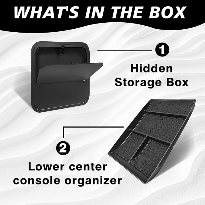 Muslogy Center Console Organizers Compatible with 2024 2025 2026 GMC Acadia & Chevy Traverse Accessories Interior Storage Insert Tray Secret Compartment(Lower Center Console Organizer+Hidden Box)