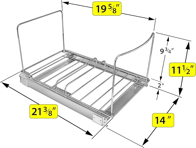 LYNK PROFESSIONAL® Double Pull Out Under Cabinet - Under Sink Slider - Slide Out Drawer - Sliding Pull Out for Kitchen Garbage Bin