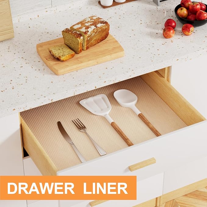 FLPMIX Clear Shelf Liners for Kitchen Cabinets - 11 Inch Width Easy to Cut Non-Adhesive Drawer Liner - Waterproof Pantry Liner for Refrigerator 11 × 240 Inch