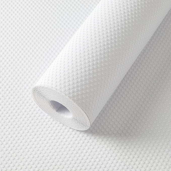 FLPMIX Shelf Liners for Kitchen Cabinets: 19" Wide Waterproof Under Sink Mats - Non-Adhesive Easy to Cut Large Drawer Liner for Pantry Cupboard 19" x 300" White