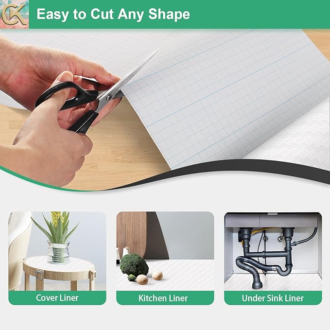 Self-Adhesive Shelf Liner Kitchen Liner, Waterproof Backed Paper Easy Peel and Stick Contact Liner Without Residue for Decor Your Desk Surface, Kitchen Countertops (White, 11.8 x 393.7 inches)
