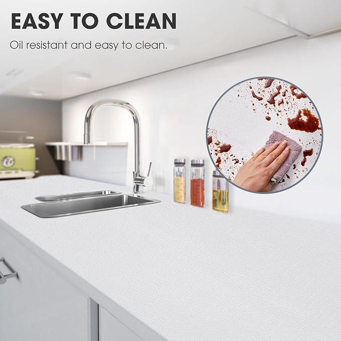 Drawer and Shelf Liner, Non-Slip Kitchen Cabinet Liners Non-Adhesive Thick Strong Grip Waterproof Washable Mats Protect Dresser Shelves Cupboard Bathroom Cabinets, White, 20 in X 30 FT