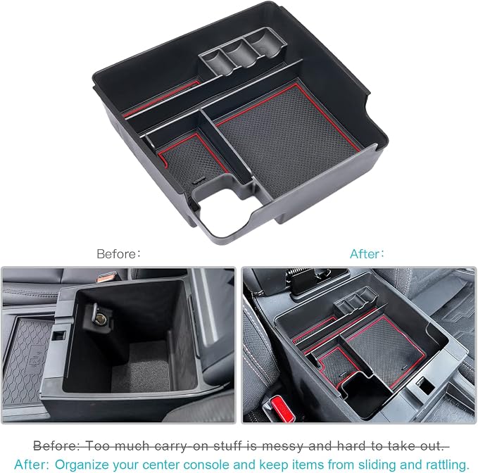CDEFG for 2022-2025 2026 Frontier Center Console Organizer for 2026 2025 Nissan Frontier Armrest Storage Box 2022-2025 2026 Frontier Pickup Truck Accessories(Red)