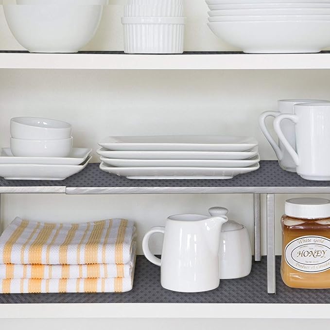 HooTown Shelf Liner Kitchen Cabinet Drawer Mats 23.6 Inch Wide x 393.7 Inch Long, Non Stick EVA Plastic Trimmable Pantry Closet, Cupboard, Drawer Mat, Gray