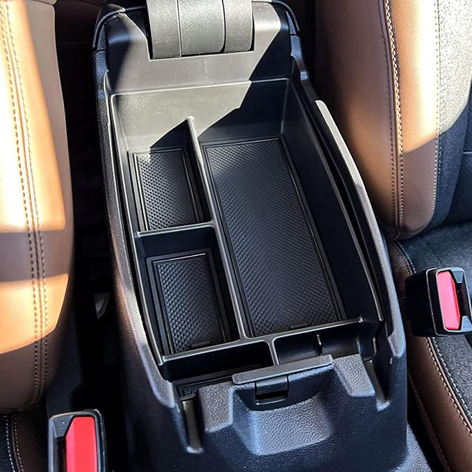 TACORBO Center Console Organizer Compatible with Ford Escape 2020-2025 2026 and 2021-2024 2025 Bronco Sport Accessories, CX430 4-Door Insert Tray, Armrest Secondary Storage Box, Black Trim