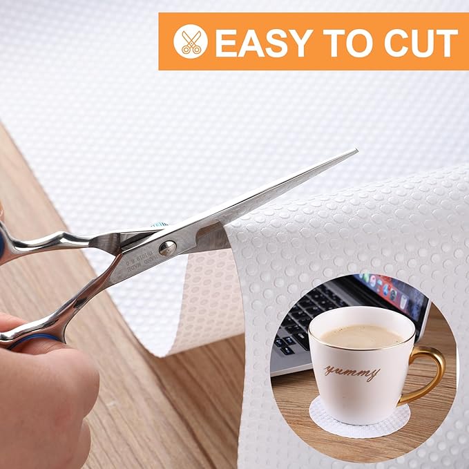 FLPMIX White Shelf Liner for Kitchen Cabinets 15 inch Wide - Easy to Cut Drawer Mat 15" x 240 Inch - Waterproof Pantry Cabinet Liner