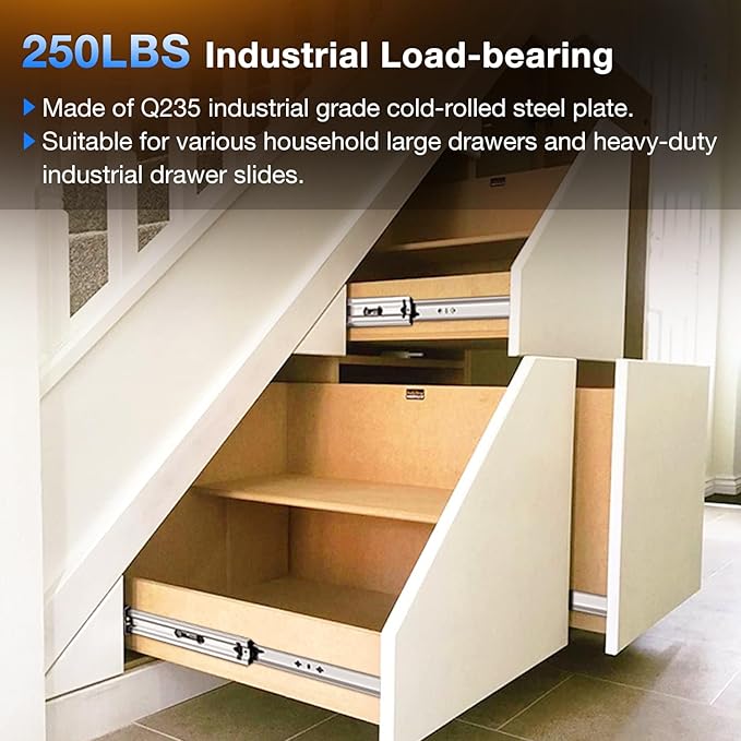 Heavy Duty Drawer Slides Full Extension Runners 12 14 16 18 20 22 24 26 28 30 32 34 36 38 40 Inch Side Mount Rails for Drawer Capacity 236 lb 1 Pair