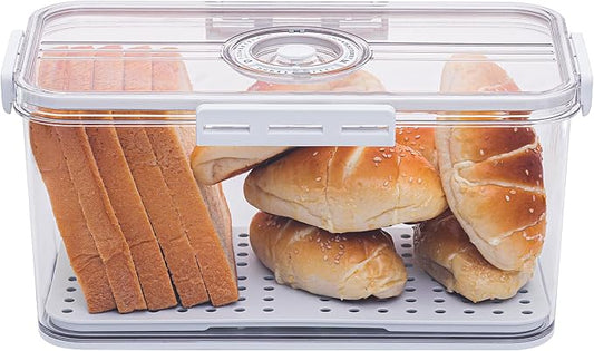 ANYPROLUS Bread Box for Homemade Bread Boxes for Kitchen Counter Airtight, Time Recording Bread Storage Container with Lid, Bread Containers Storage Airtight Loaf Bread Keeper, White