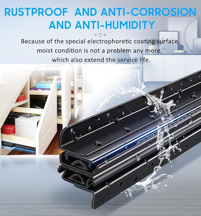 Undermount Heavy Duty Drawer Slides Rail Bottom Mounted Full Extension Hidden Drawer Runners Ball Bearing Glides Staircase Cupboard Cabinet Wardrobe 16 24 32 40 Inch (loads up to 260 lbs)1 Pair