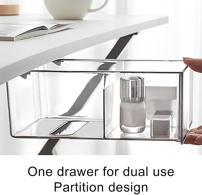 Under Desk Drawer - Space Saving No Drill,Pull-Out Under Desk Drawer Tray | for Office Hotel Living Room Study Vanity Tissues Pen Scissors