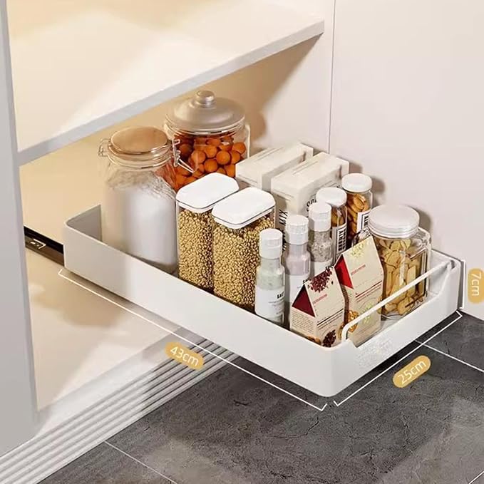 Pull Out Cabinet Nizer Sliding Drawer Storage Shelves for Kitchen Cupboards No Drill Needed Roll Out Nizer Tray for Easy Access,M