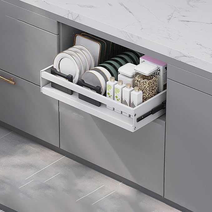 Pull Out Kitchen Storage,Roll out Storage Shelf Storage for Pantry,Extendable Drawer For Kitchen Storage,No Need Drill and Nailing,for Kitchen, Living Room, Home. ( Color : White , Size : ONE_32*42*7C