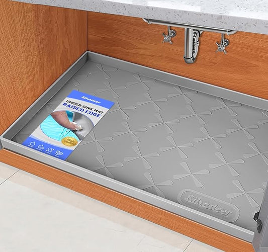 SIKADEER 19" x 19" Under Sink Mat Waterproof, Silicone Mat Kitchen Drawer Shelf and Cabinet Liner, Sink Protector for Kitchen Organizers and Storage, Boot Tray Pet Food Mats