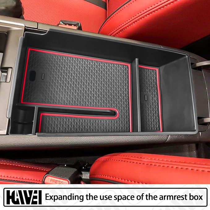 HGWEI Center Console Organizer Compatible with 2021 2022 2023 2024 2025 2026 Kia K5 DL3 GT Line Interior Accessories, ABS Insert Tray Armrest Storage Box, Red